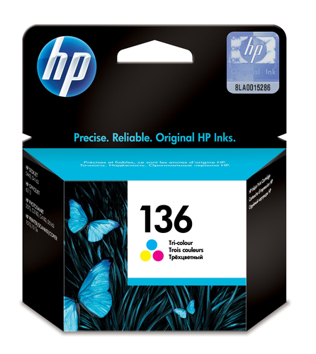 خرطوشة طباعة ثلاثية اللون HP 136 Tri-colour Inkjet مع حبر Vivera