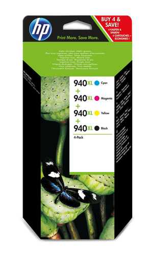 940XL pack de 4 cartouches d'encre noir/cyan/magenta/jaune grande capacité authentiques