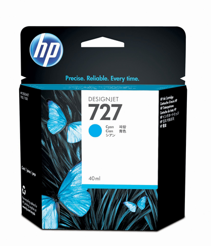 HP 727 40-ml Cyan Designjet Ink Cartridge