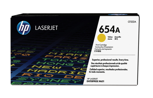 Cartouche de toner jaune authentique LaserJet 654A