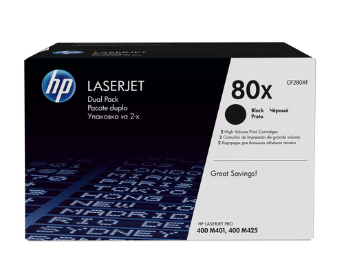 80X 2-pack High Yield Black Original LaserJet Toner Cartridges