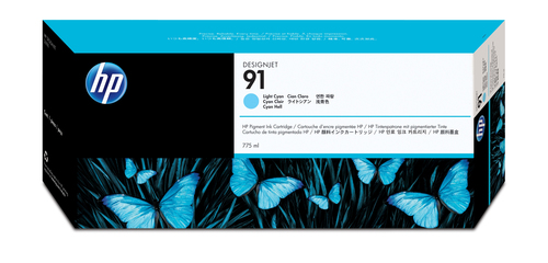 91 DesignJet cartouche d'encre pigmentée cyan clair, 775 ml