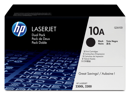 Lot de 2 cartouches authentiques de toner noir LaserJet 10A, 6 000 pages standard conformément à ISO/IEC 19752