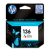 HP 136 Tri-color خرطوشة الحبر 1 قطع أصلي سماوي, أرجواني, أصفر